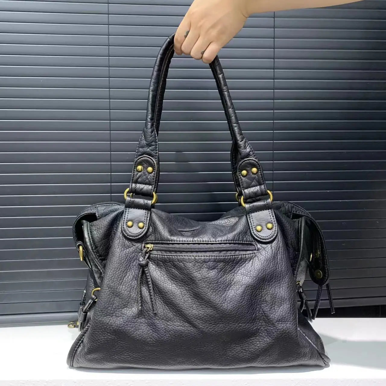 One Shoulder Crossbody Bag Vintage Washed Leathe - PINKED